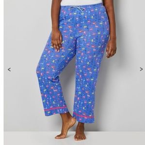 AVENUE - 3X 4X Jersey flamingo capri sleep pantsX